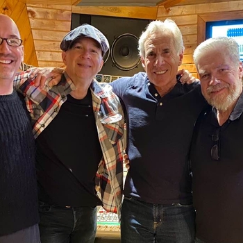 July 13, 2022 Carriage House Recording Studio, Stamford CT, recording George Barrett’s “Dreamer” rhythm tracks with Dave Anderson and Shawn Pelton.