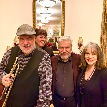 December 10, 2022, Randy Brecker, Ada Rovatti, Brian, and Bonnie backstage at a jazz hit
