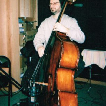 Bassist Leo Huppert tracking in the studio 2005