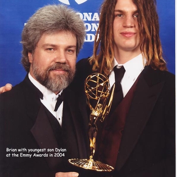 Brian with youngest son Dylan at the Emmy Awards 2004