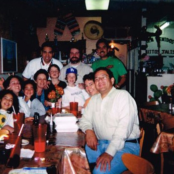 Brian and Family out to dinner with Steve and Randy Carillo of “Mariache Cobre” in Orlando Florida 1993