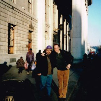 Brian and Thom Lennon in Dublin, Ireland while working on “Long Journey Home” 1997