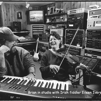 Brian and Eileen Ivers in the studio working on her Sony CD “Crossing the Bridge” 1999