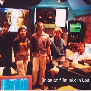 Brian with editor Keith Chirgwin in a studio in Los Angeles mixing the score to “No Ordinary Baby” 2001
