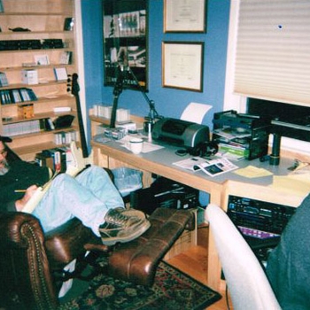 Brian in the studio edit room with Keith Chirgwin 2004