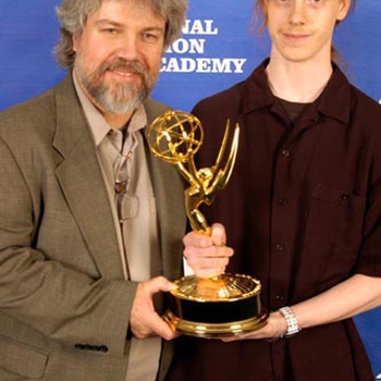 Brian with son Wylder at the Emmy Awards 2005