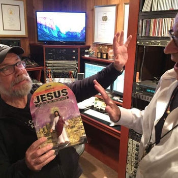 Brian clowning with Lawrence Feldman in the studio 2018