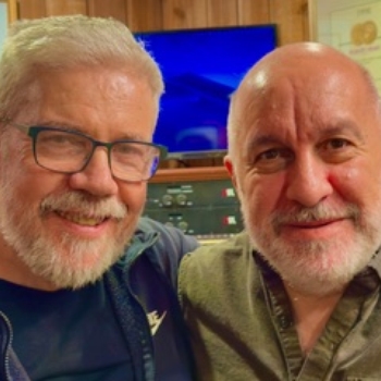 Brian and Ara Dinkjian working on the Middle East Symphony May 2025