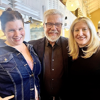 Brian with Dante: Inferno to Paradise soloists, Jennifer Aurelia (vocalist), and Amy Berger (harpist) at the Orchestra Lumos concert March 2024